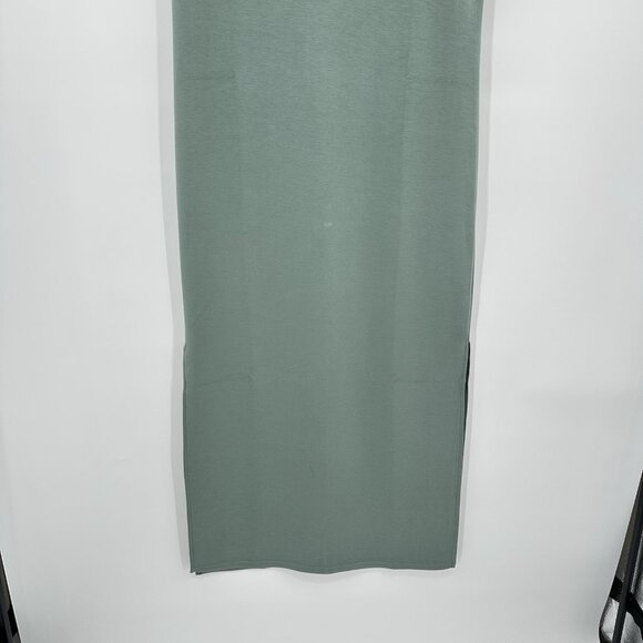 maxi dress short sleeve side slits casual fennel green M - Picture 5 of 7